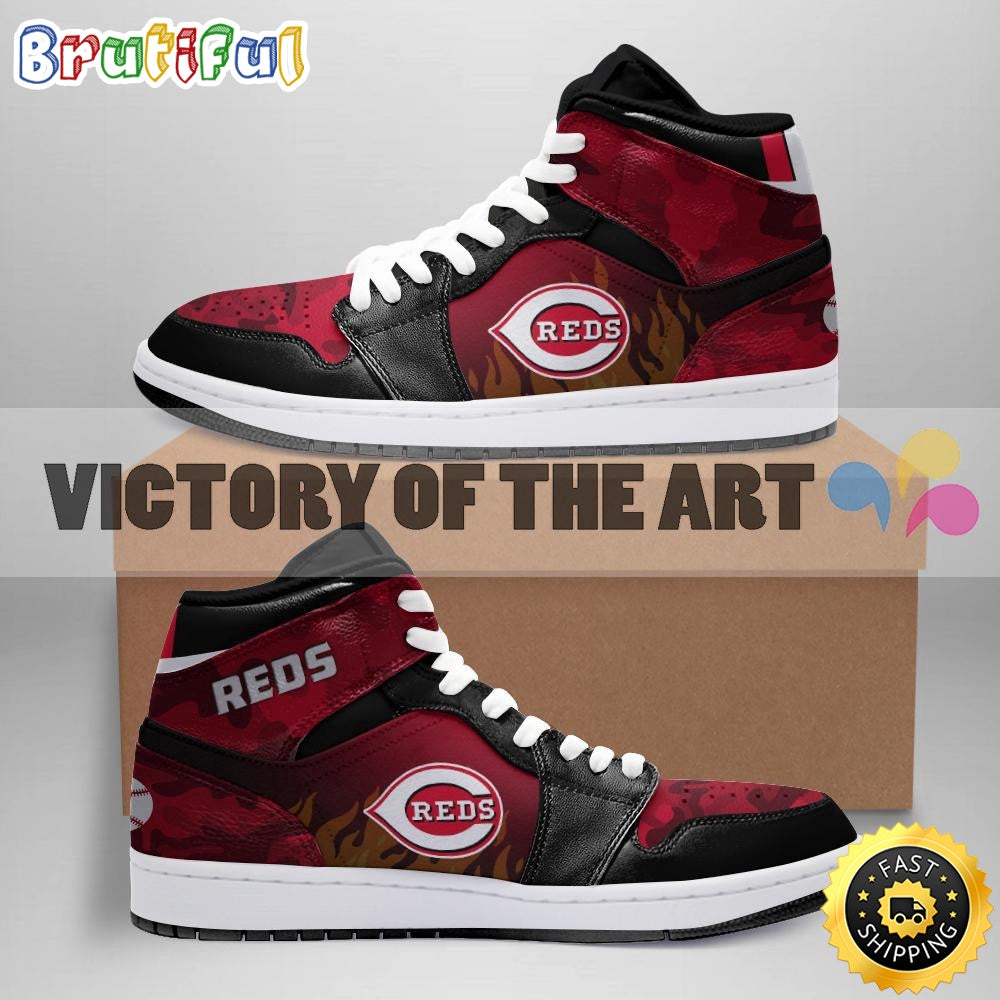 Ideafootwear Cincinnati Reds MLB AJ1 High Sneakers Shoes For Men And Women 1