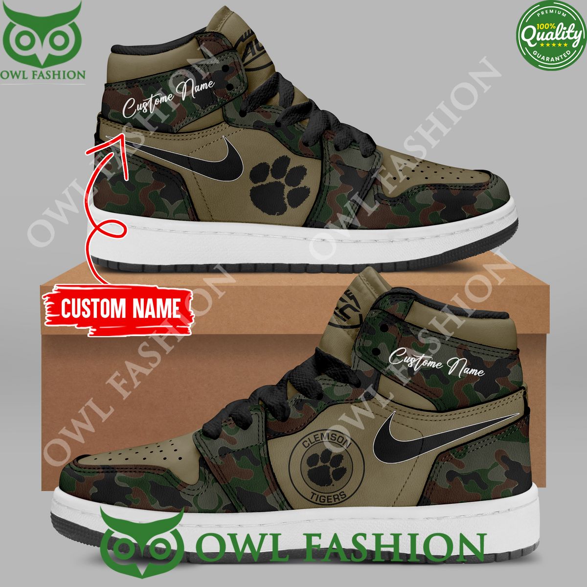 Ideafootwear Clemson Tigers AJ1 High Sneakers Shoes For Men And Women 6