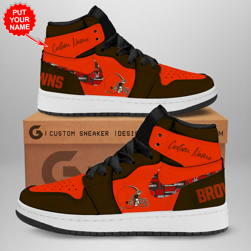 Ideafootwear Cleveland Browns AJ1 High Sneakers Shoes For Men And Women 7