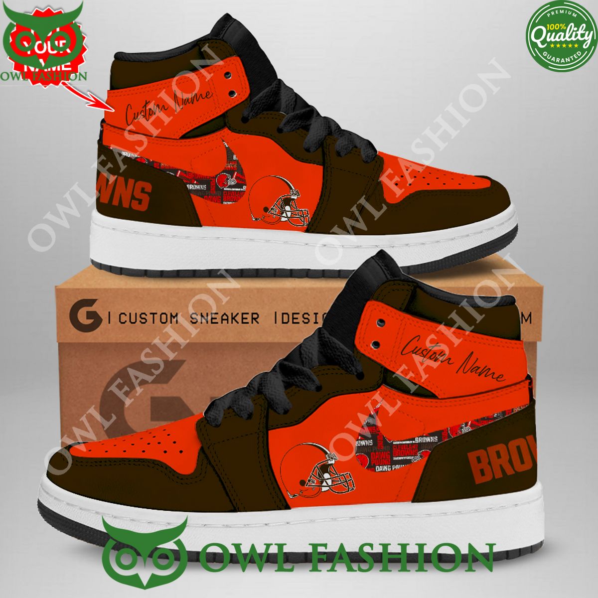 Ideafootwear Cleveland Browns AJ1 High Sneakers Shoes For Men And Women 17