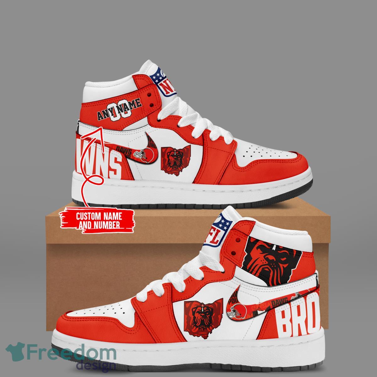 Ideafootwear Cleveland Browns AJ1 High Sneakers Shoes For Men And Women 1