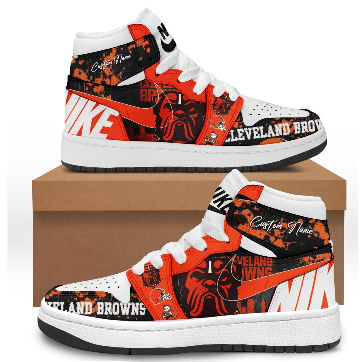 Ideafootwear Cleveland Browns AJ1 High Sneakers Shoes For Men And Women 11