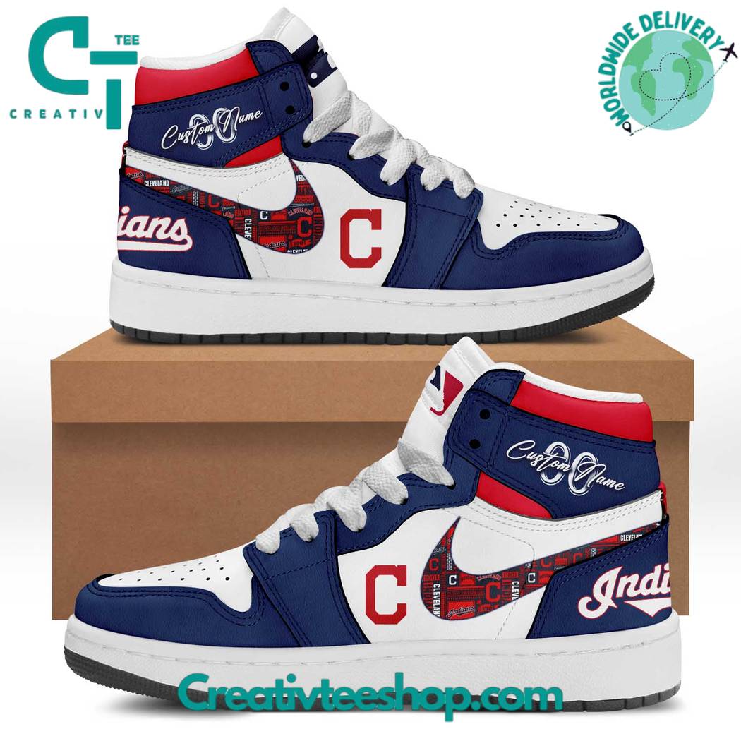 Ideafootwear Cleveland Indians AJ1 High Sneakers Shoes For Men And Women 1