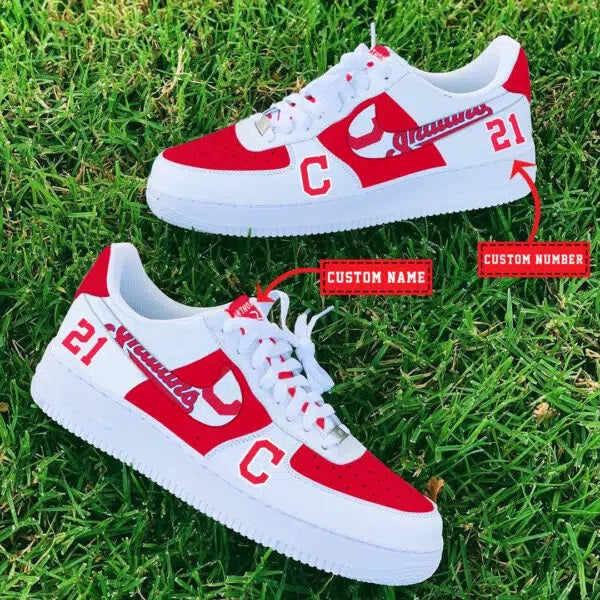 Ideafootwear Cleveland Indians MLB Air Low-Top Sneakers Shoes For Men And Women 1