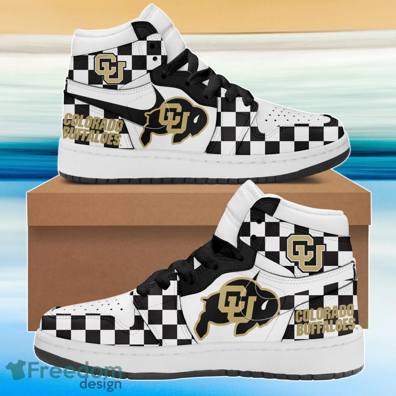 Ideafootwear Colorado Buffaloes AJ1 High Sneakers Shoes For Men And Women 8