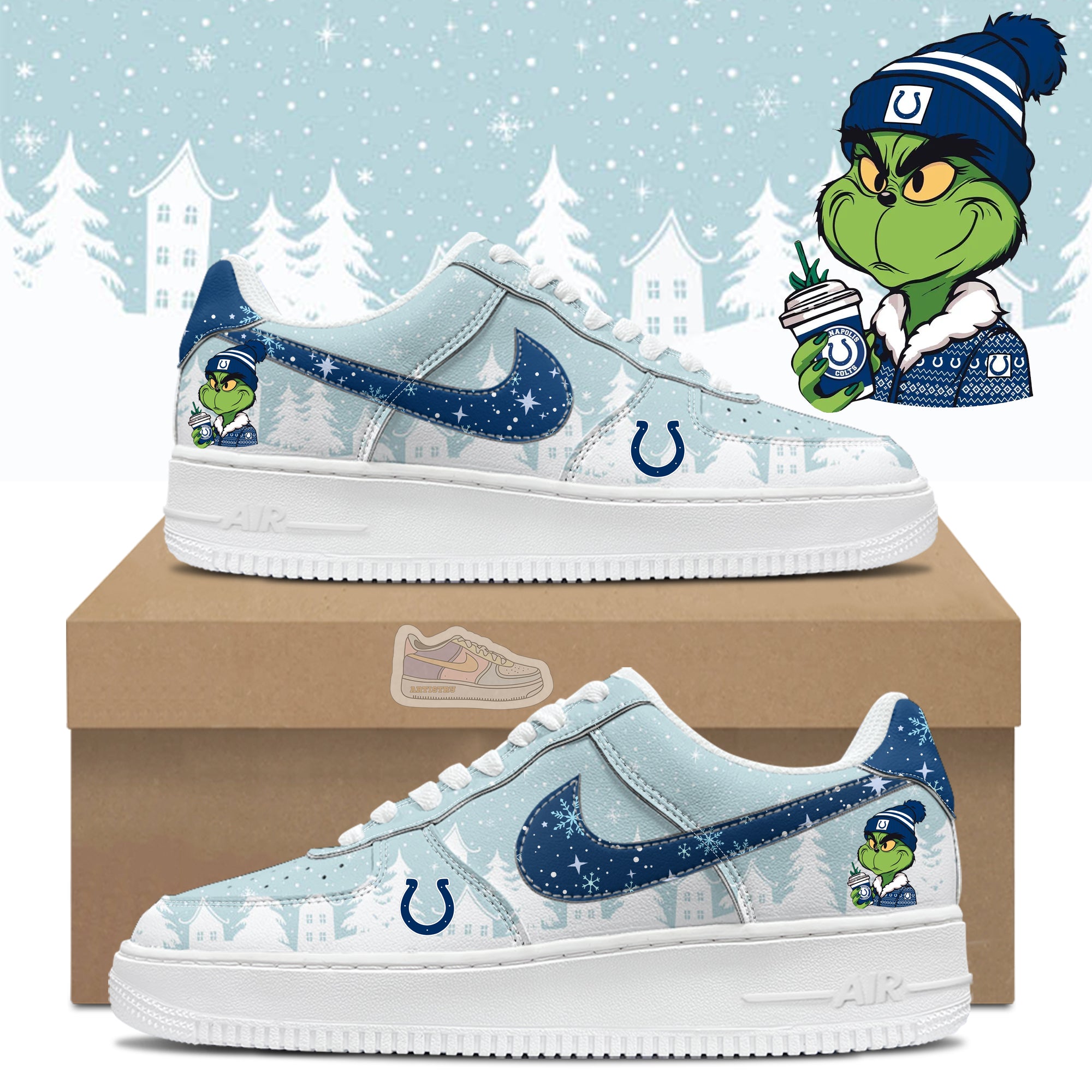Ideafootwear Colts Football Grinchmas Air Low-Top Sneakers Shoes For Men And Women 1