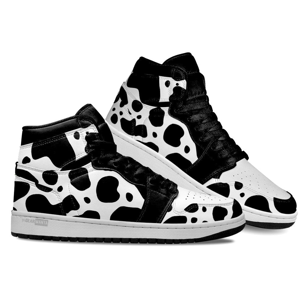 Ideafootwear Cow Diary Skin AJ1 High Sneakers Shoes For Men And Women 1