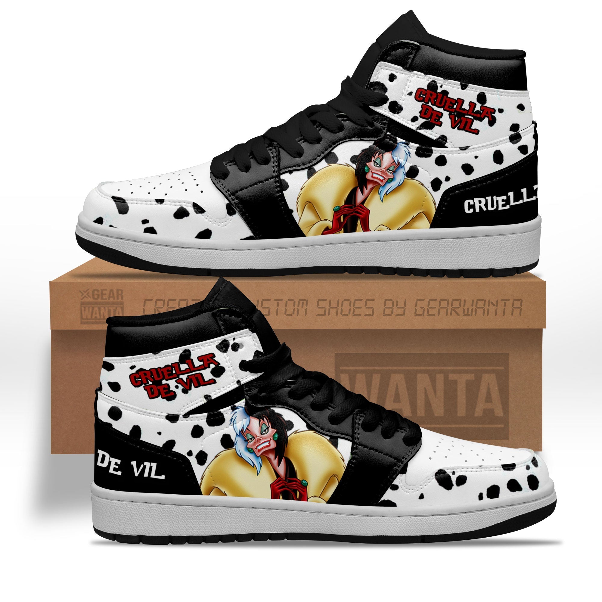 Ideafootwear Cruella De Vil AJ1 High Sneakers Shoes For Men And Women 1