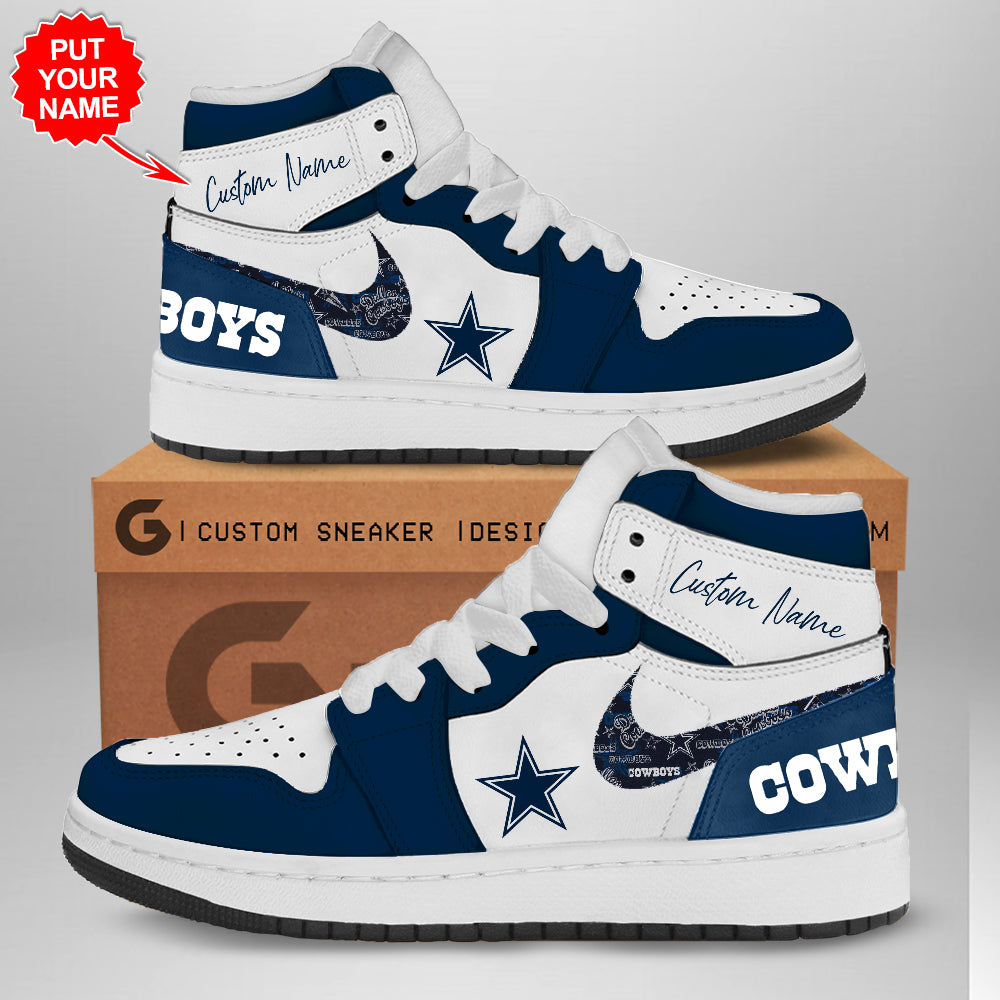 Ideafootwear Dallas Cowboys AJ1 High Sneakers Shoes For Men And Women 8