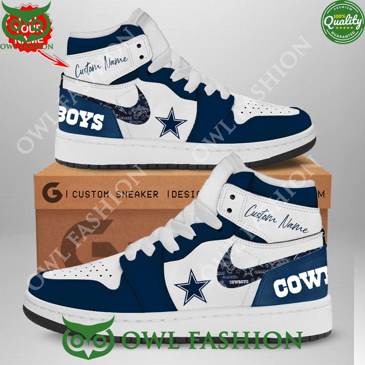 Ideafootwear Dallas Cowboys AJ1 High Sneakers Shoes For Men And Women 17