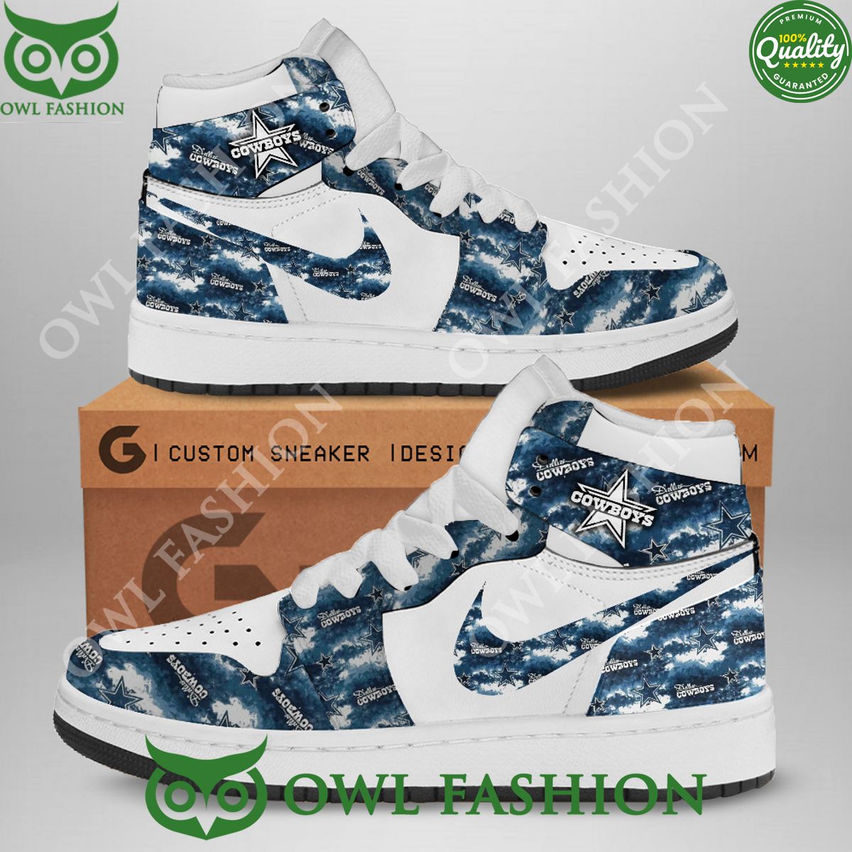 Ideafootwear Dallas Cowboys AJ1 High Sneakers Shoes For Men And Women 18