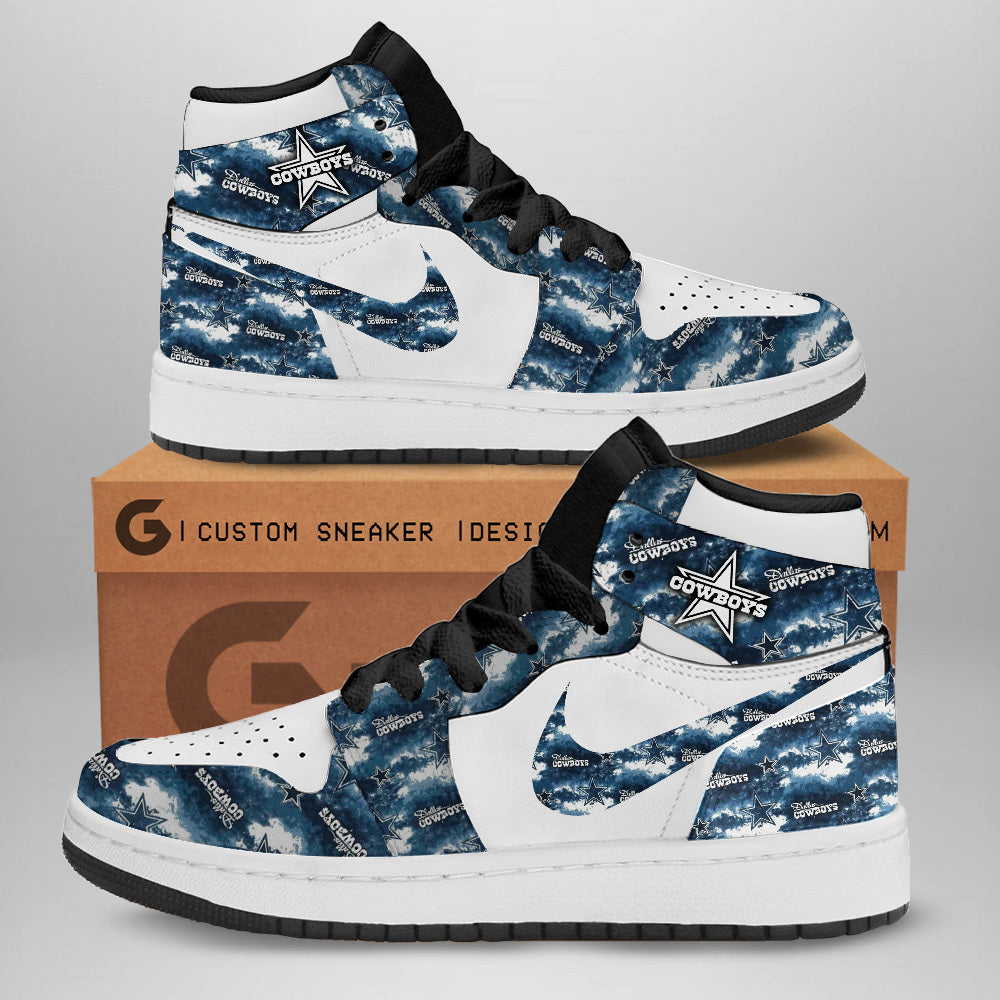 Ideafootwear Dallas Cowboys AJ1 High Sneakers Shoes For Men And Women 14