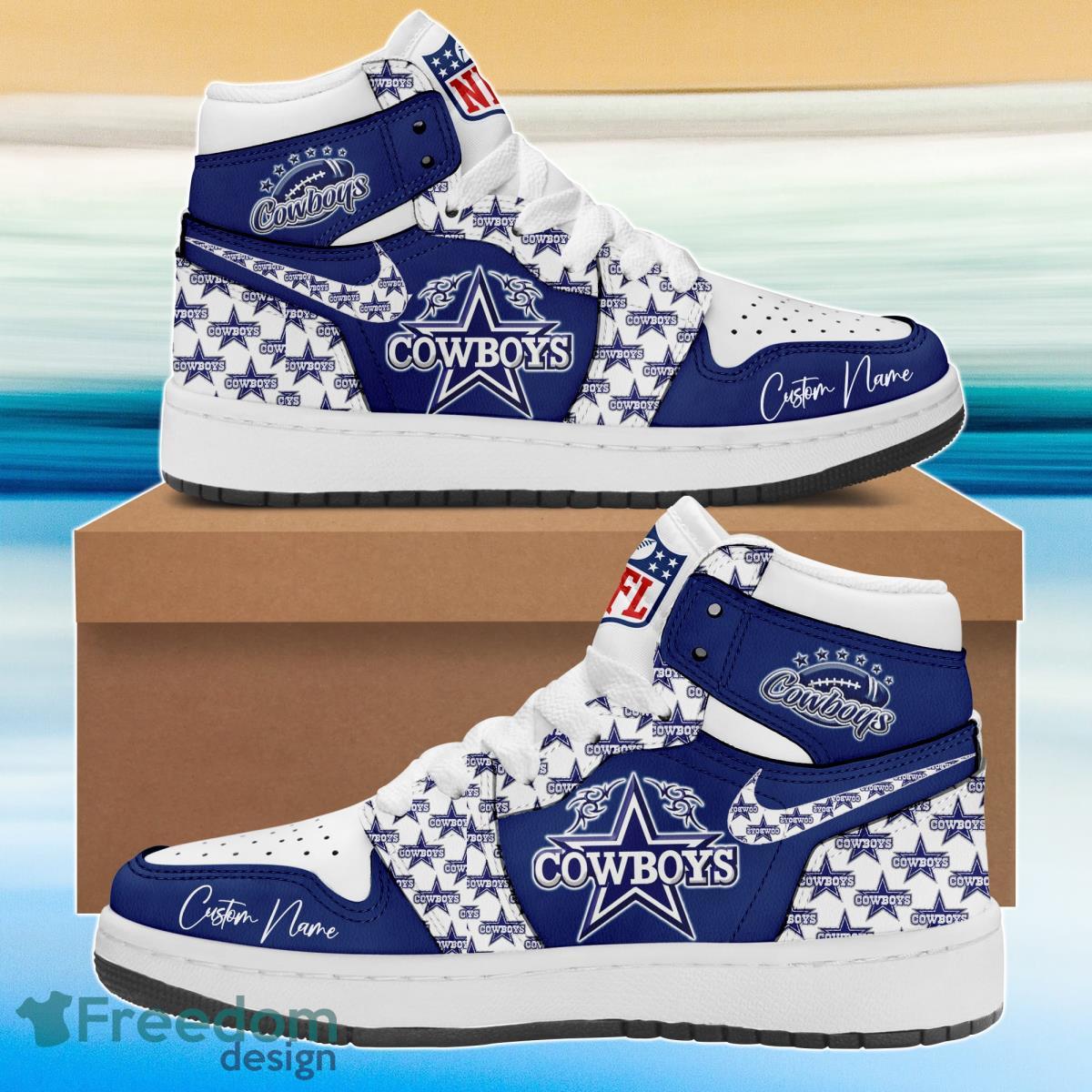 Ideafootwear Dallas Cowboys AJ1 High Sneakers Shoes For Men And Women 3