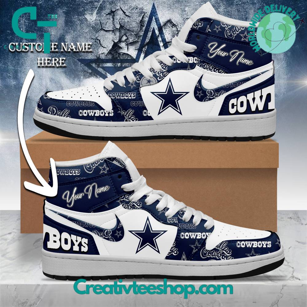 Ideafootwear Dallas Cowboys AJ1 High Sneakers Shoes For Men And Women 10