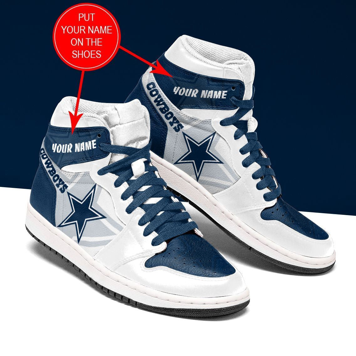 Ideafootwear Dallas Cowboys NFL AJ1 High Sneakers Shoes For Men And Women 2