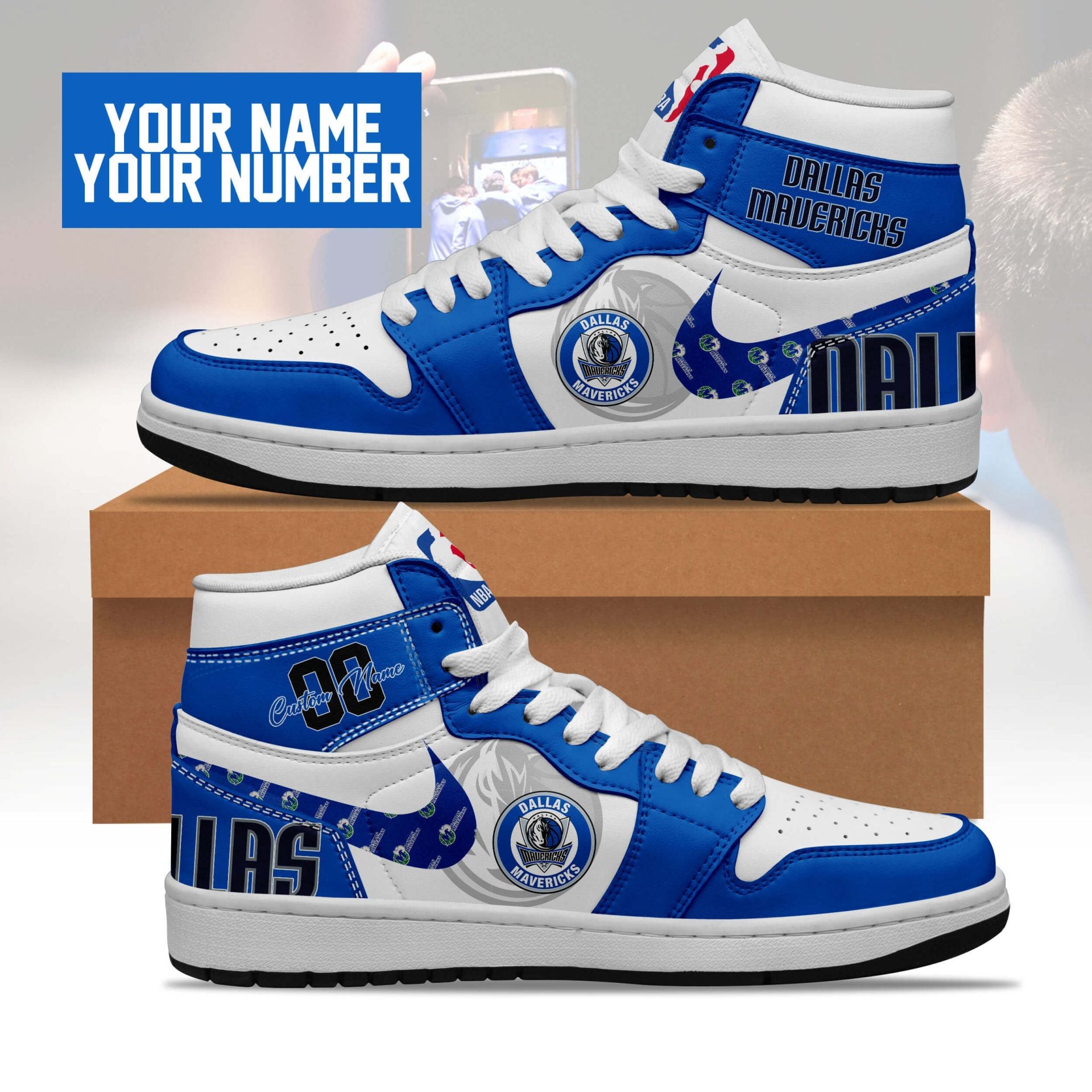 Ideafootwear Dallas Mavericks AJ1 High Sneakers Shoes For Men And Women 1