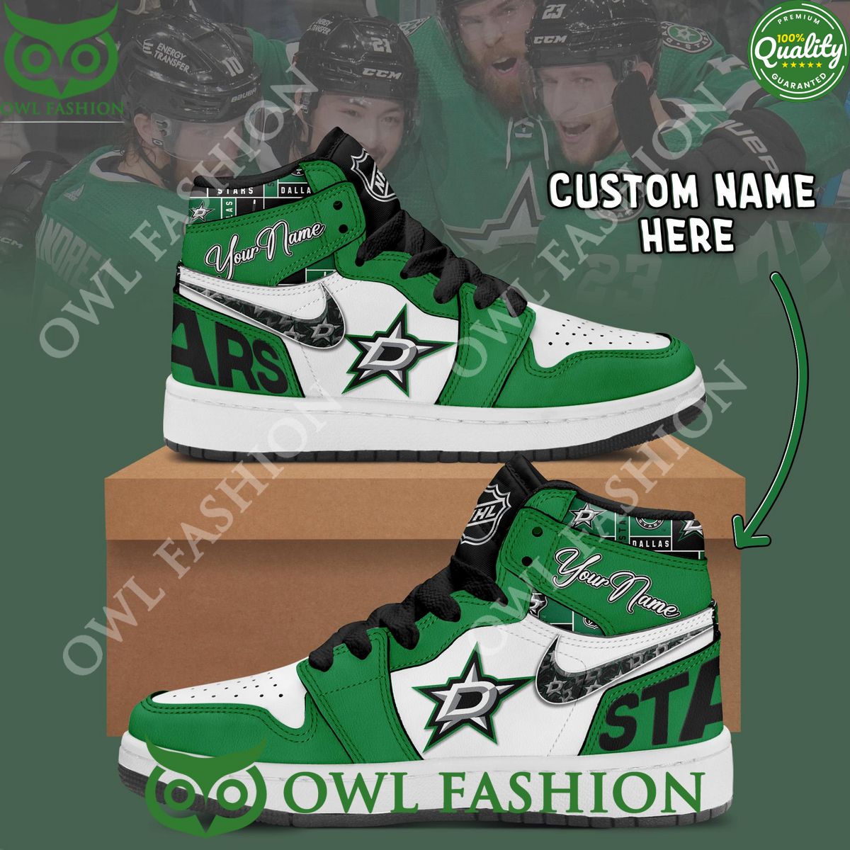 Ideafootwear Dallas Stars AJ1 High Sneakers Shoes For Men And Women 7