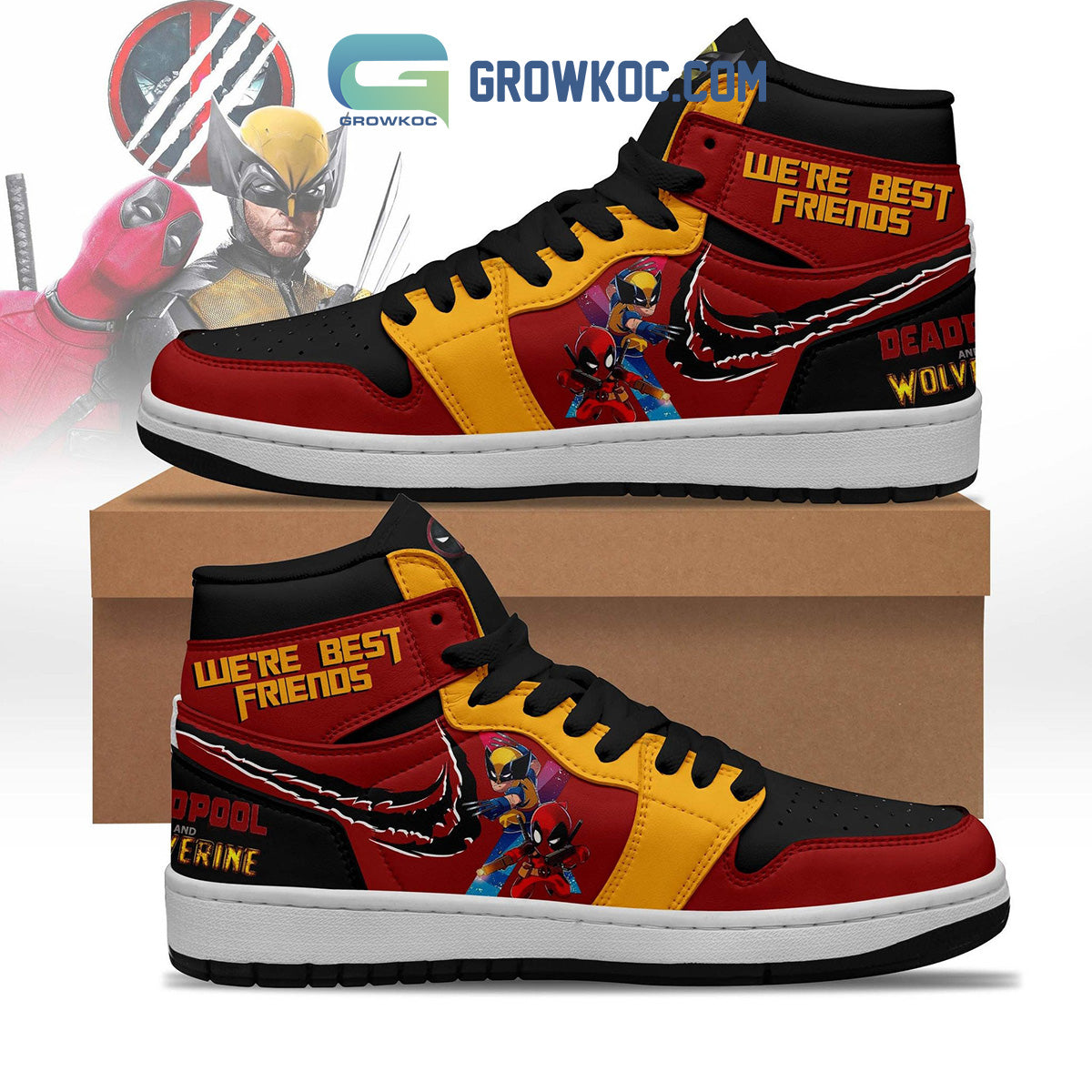 Ideafootwear Deadpool AJ1 High Sneakers Shoes For Men And Women 3