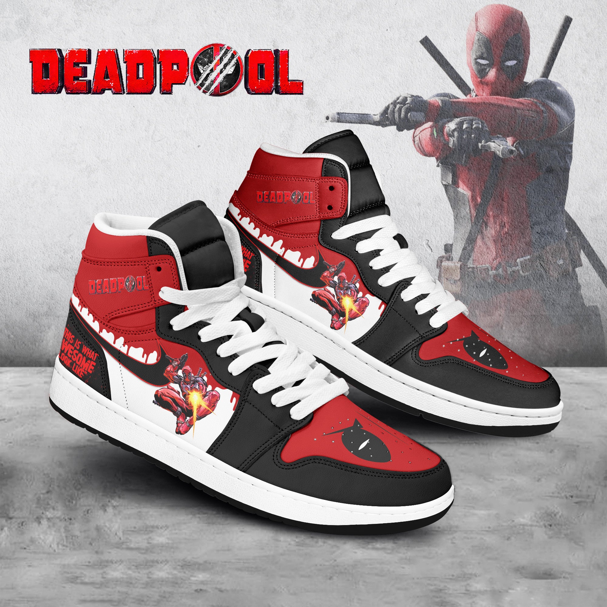 Ideafootwear Deadpool AJ1 High Sneakers Shoes For Men And Women 8