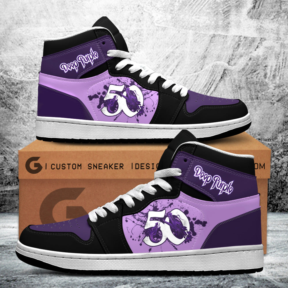Ideafootwear Deep Purple AJ1 High Sneakers Shoes For Men And Women 1