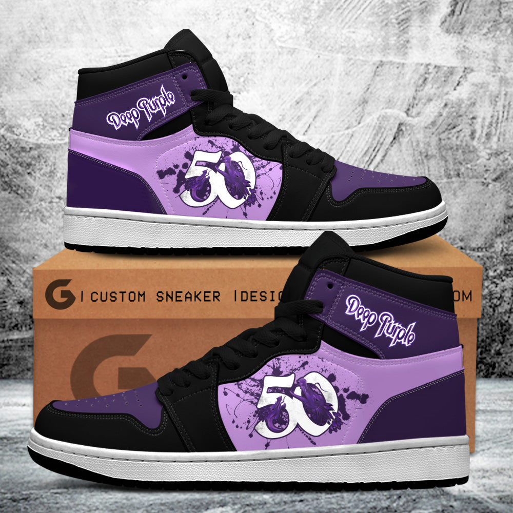 Ideafootwear Deep Purple AJ1 High Sneakers Shoes For Men And Women 2