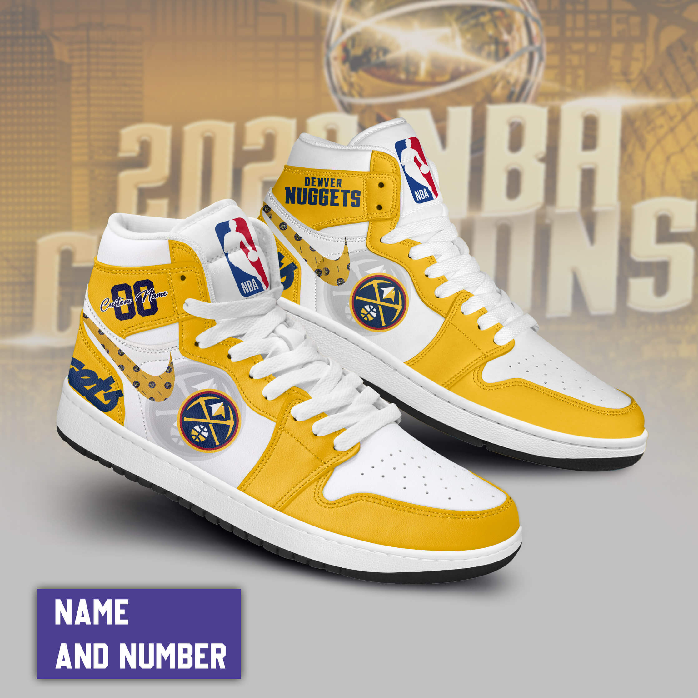 Ideafootwear Denver Nuggets AJ1 High Sneakers Shoes For Men And Women 1