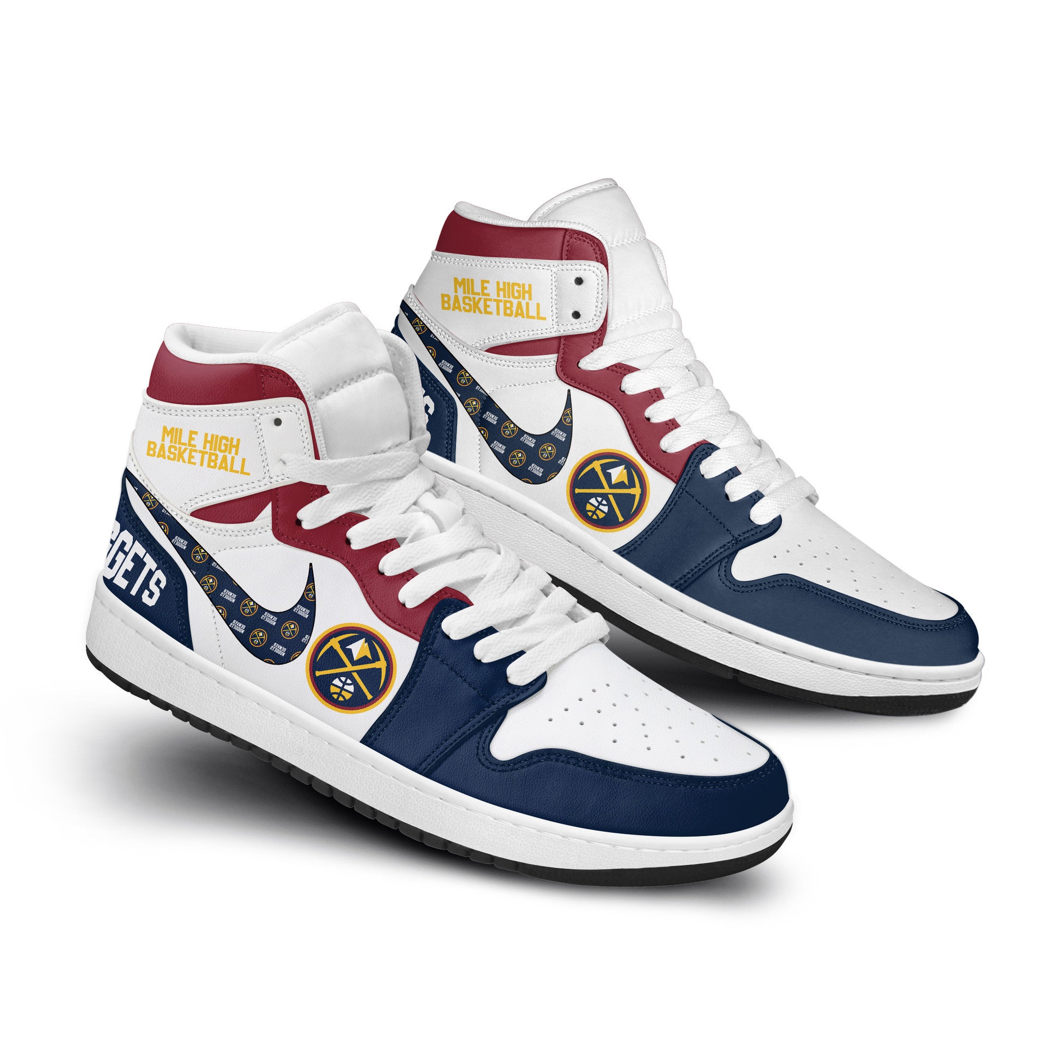 Ideafootwear Denver Nuggets AJ1 High Sneakers Shoes For Men And Women 10