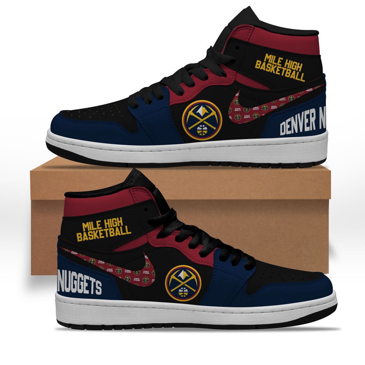 Ideafootwear Denver Nuggets AJ1 High Sneakers Shoes For Men And Women 9