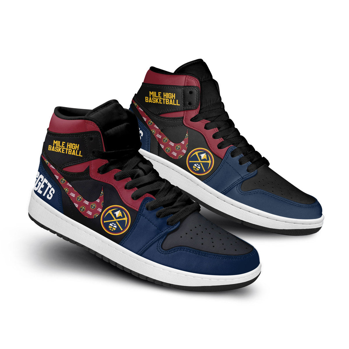 Ideafootwear Denver Nuggets AJ1 High Sneakers Shoes For Men And Women 9
