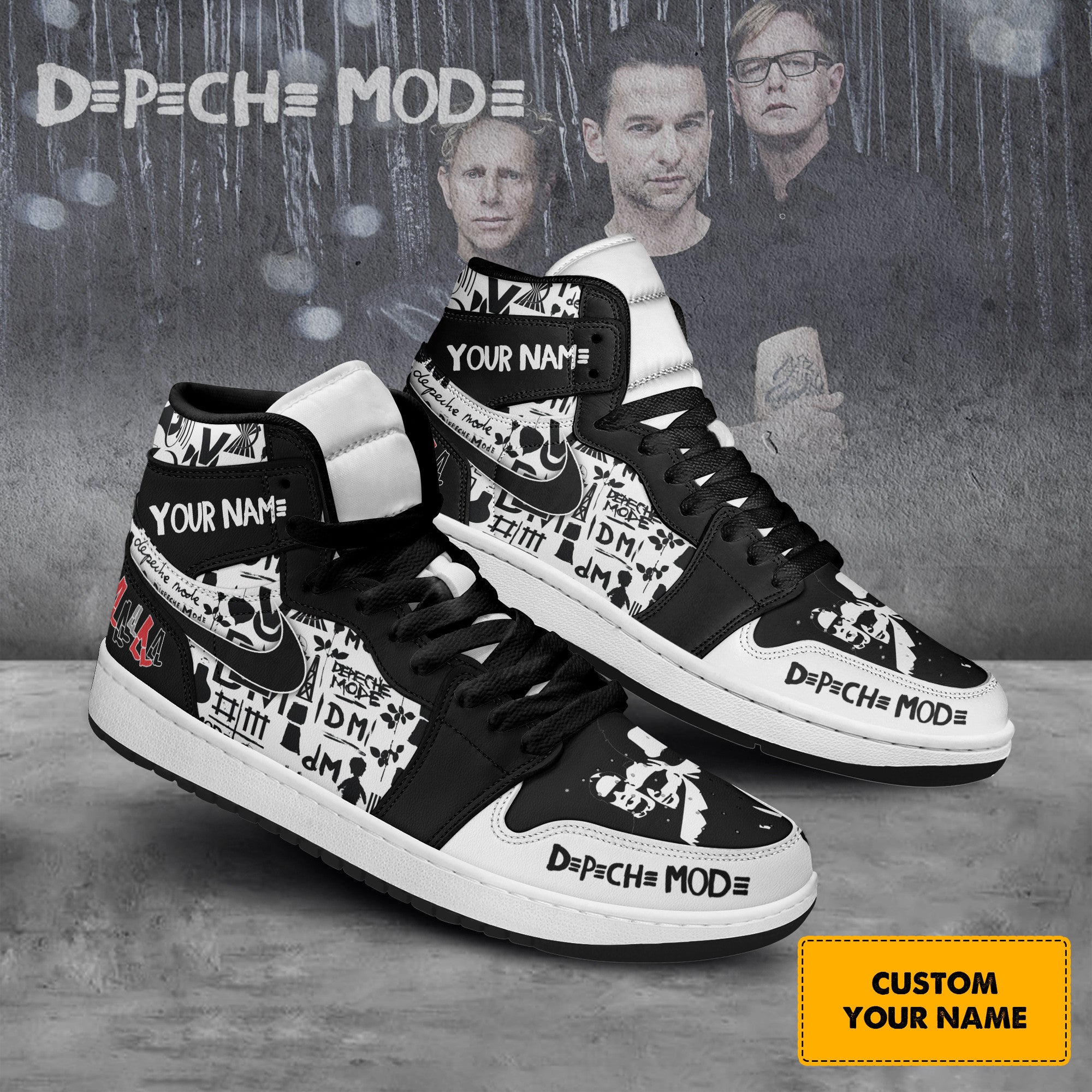 Ideafootwear Depeche Mode AJ1 High Sneakers Shoes For Men And Women 3