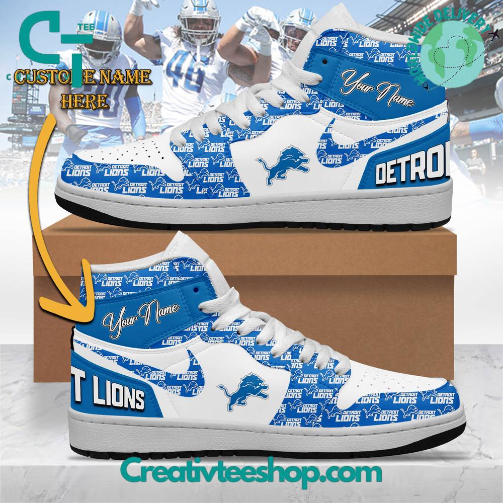 Ideafootwear Detroit Lions AJ1 High Sneakers Shoes For Men And Women 10