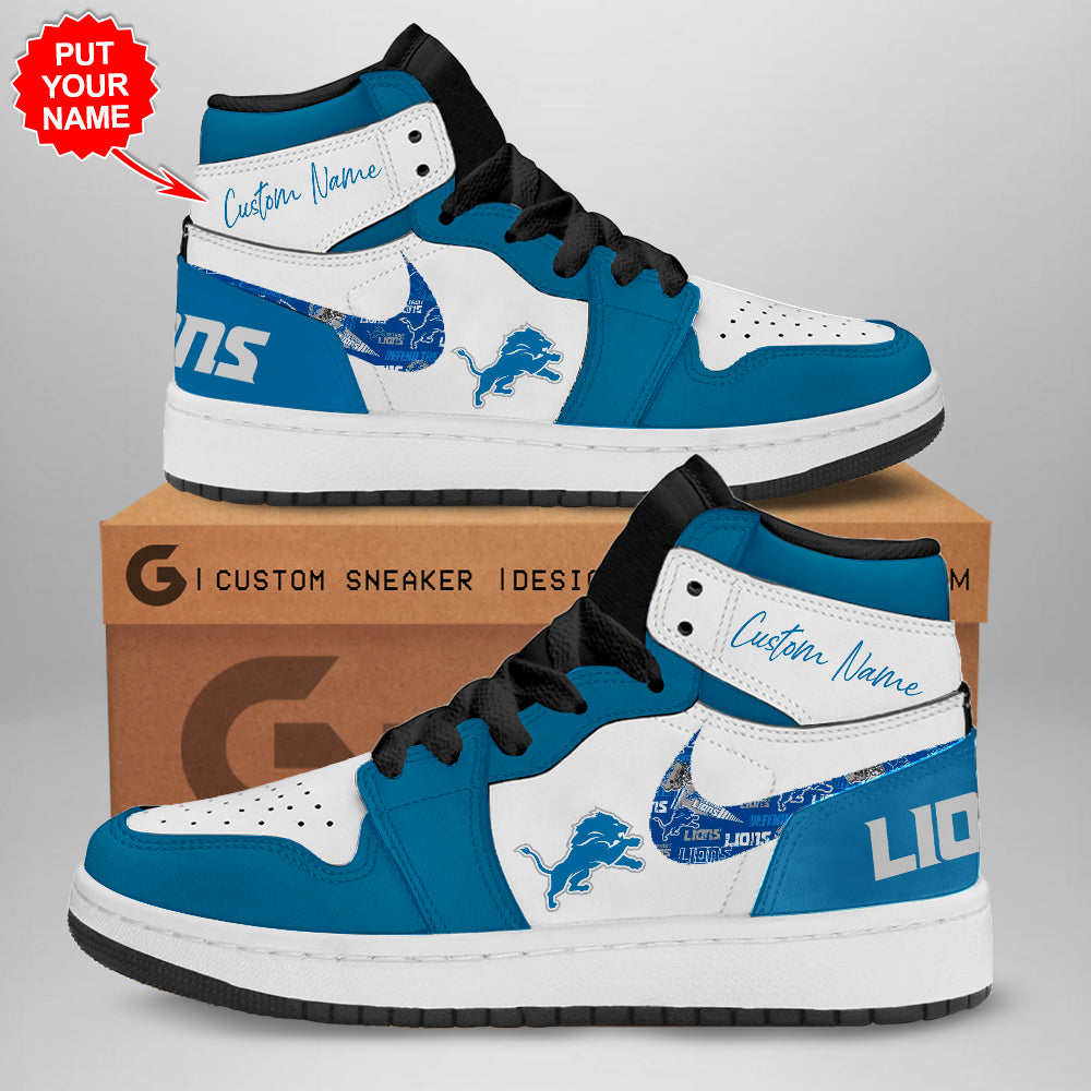 Ideafootwear Detroit Lions AJ1 High Sneakers Shoes For Men And Women 8