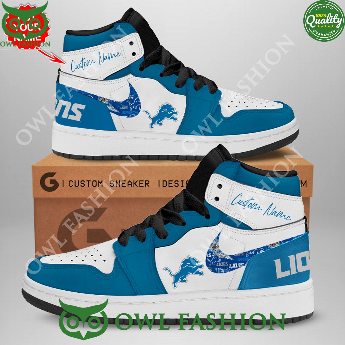 Ideafootwear Detroit Lions AJ1 High Sneakers Shoes For Men And Women 19