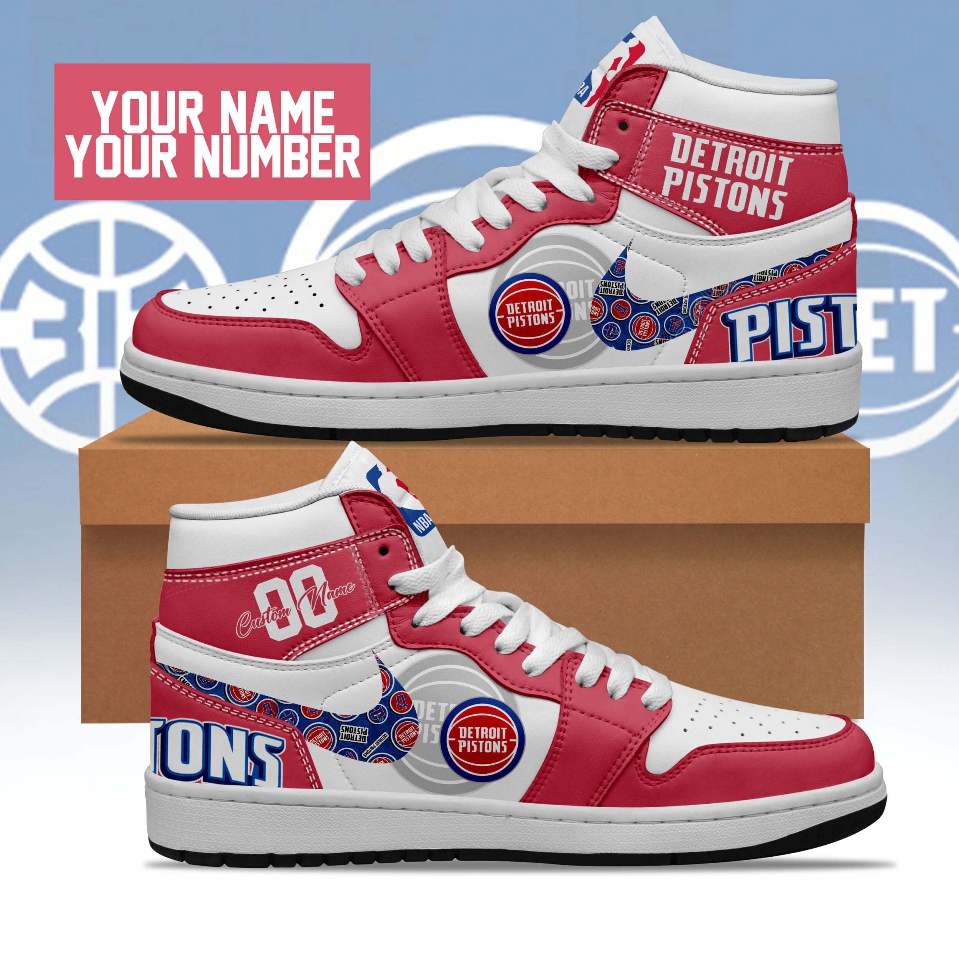 Ideafootwear Detroit Pistons AJ1 High Sneakers Shoes For Men And Women 1