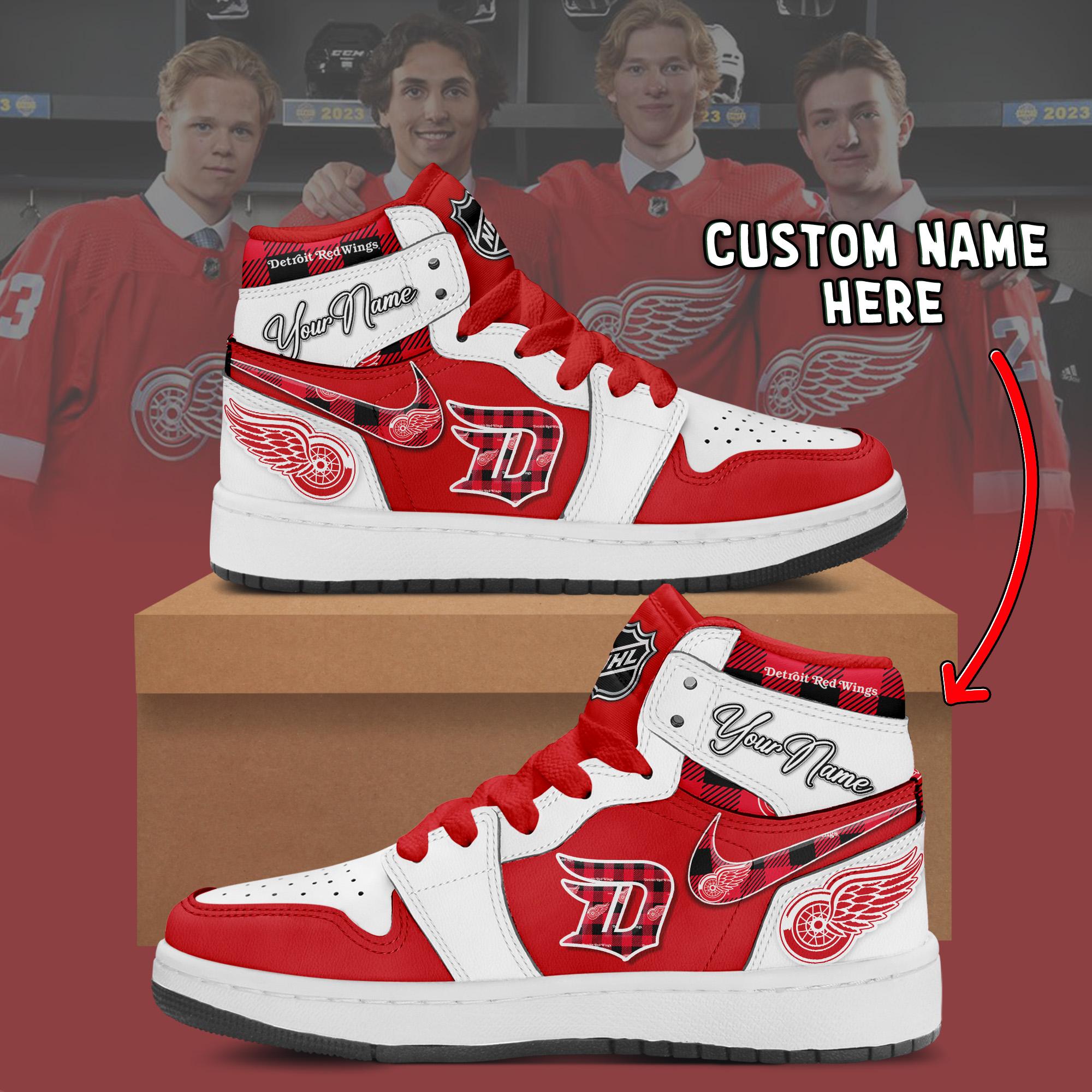 Ideafootwear Detroit Red Wings AJ1 High Sneakers Shoes For Men And Women 2