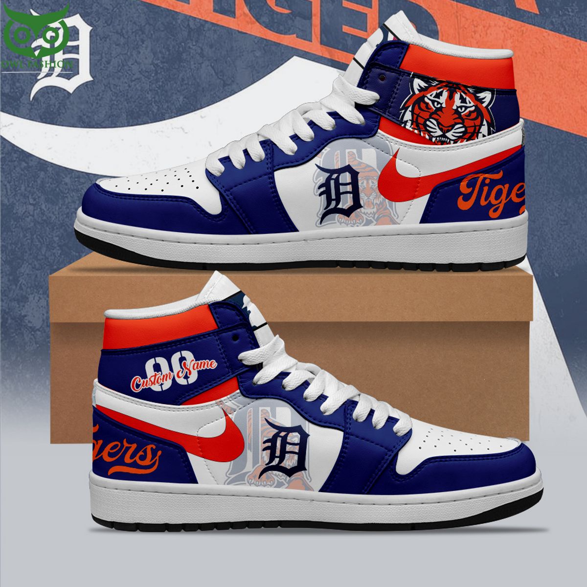 Ideafootwear Detroit Tigers AJ1 High Sneakers Shoes For Men And Women 10