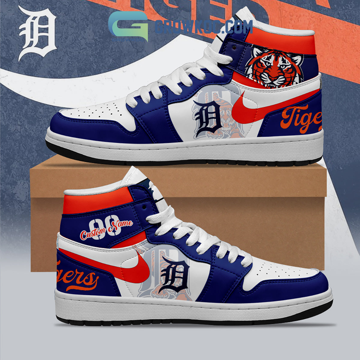 Ideafootwear Detroit Tigers AJ1 High Sneakers Shoes For Men And Women 4