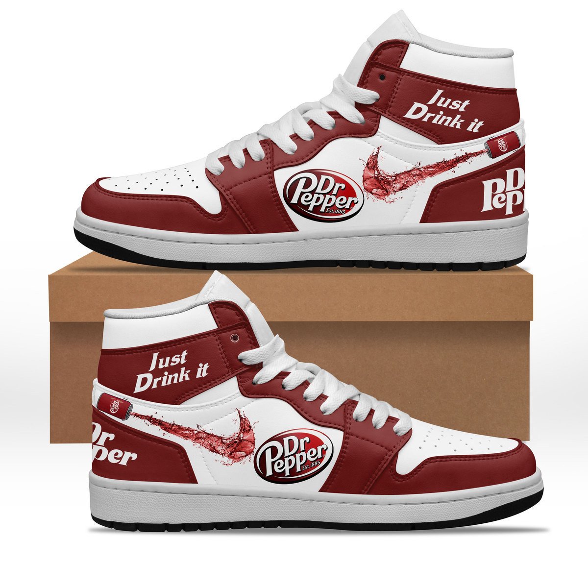 Ideafootwear Diet Dr Pepper AJ1 High Sneakers Shoes For Men And Women 1