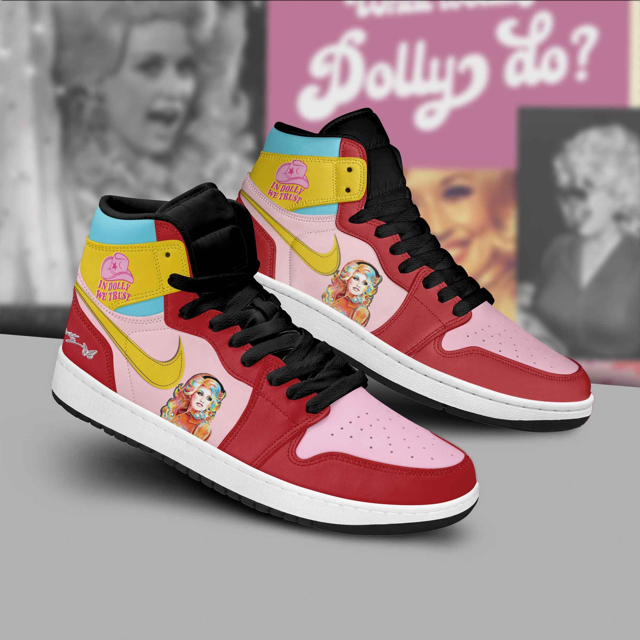 Ideafootwear Dolly Parton AJ1 High Sneakers Shoes For Men And Women 7