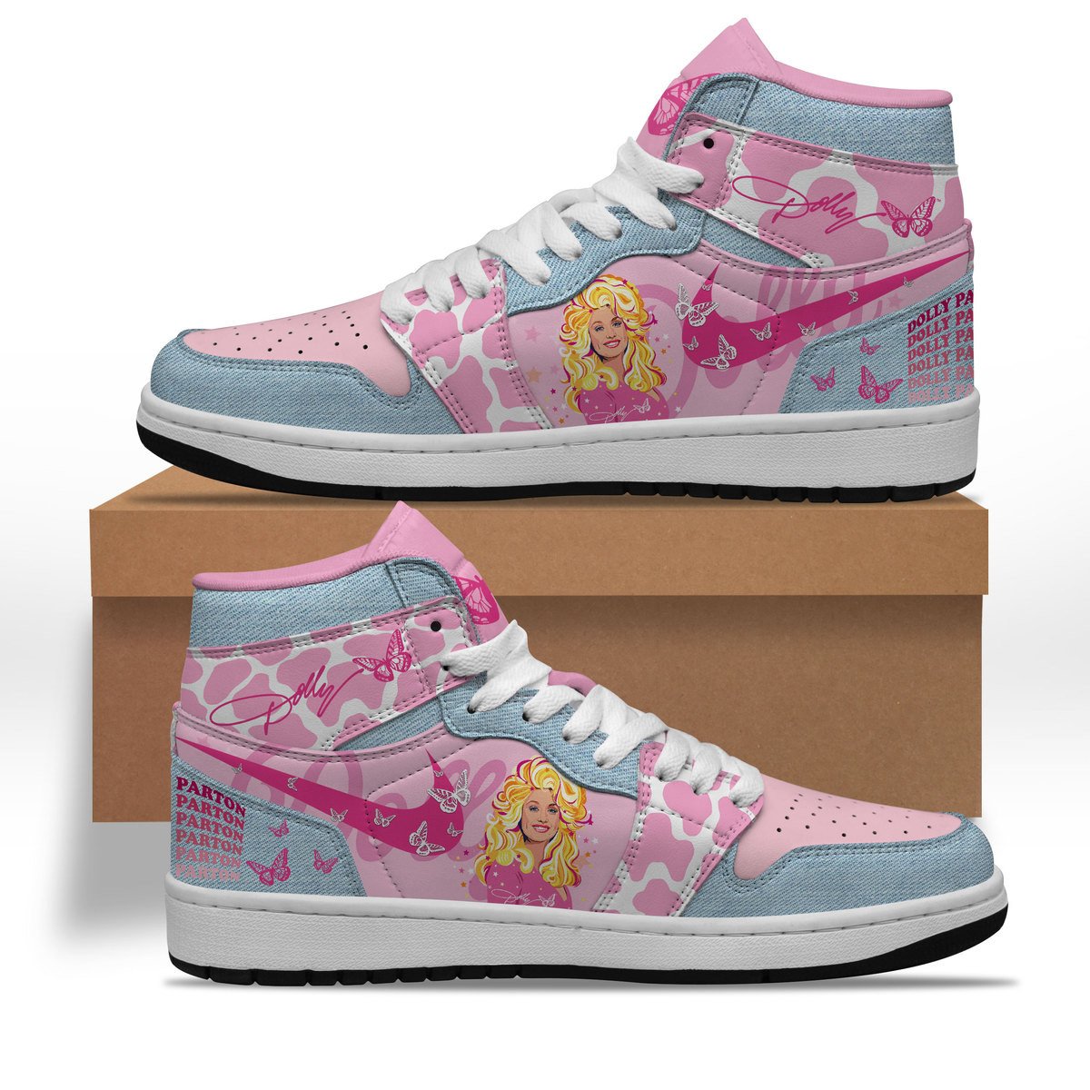 Ideafootwear Dolly Parton AJ1 High Sneakers Shoes For Men And Women 9