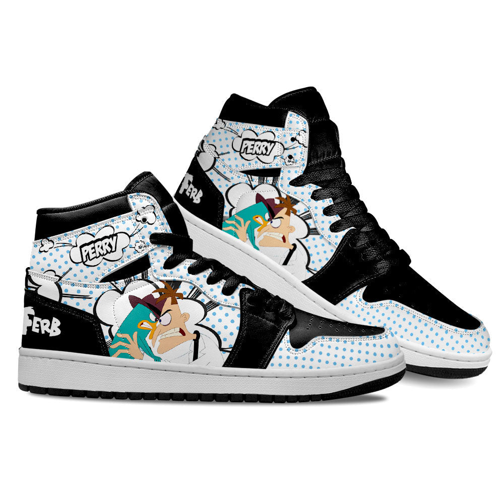 Ideafootwear Dr. Heinz Doofenshmirt and Perry AJ1 High Sneakers Shoes For Men And Women 1