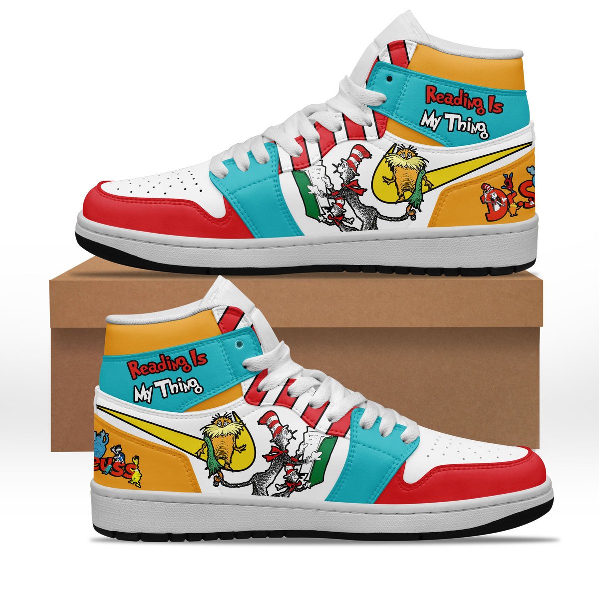 Ideafootwear Dr. Seuss AJ1 High Sneakers Shoes For Men And Women 1