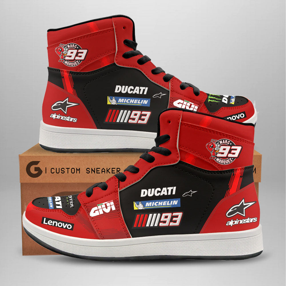 Ideafootwear Ducati Lenovo Team x Marc Marquez AJ1 High Sneakers Shoes For Men And Women 1