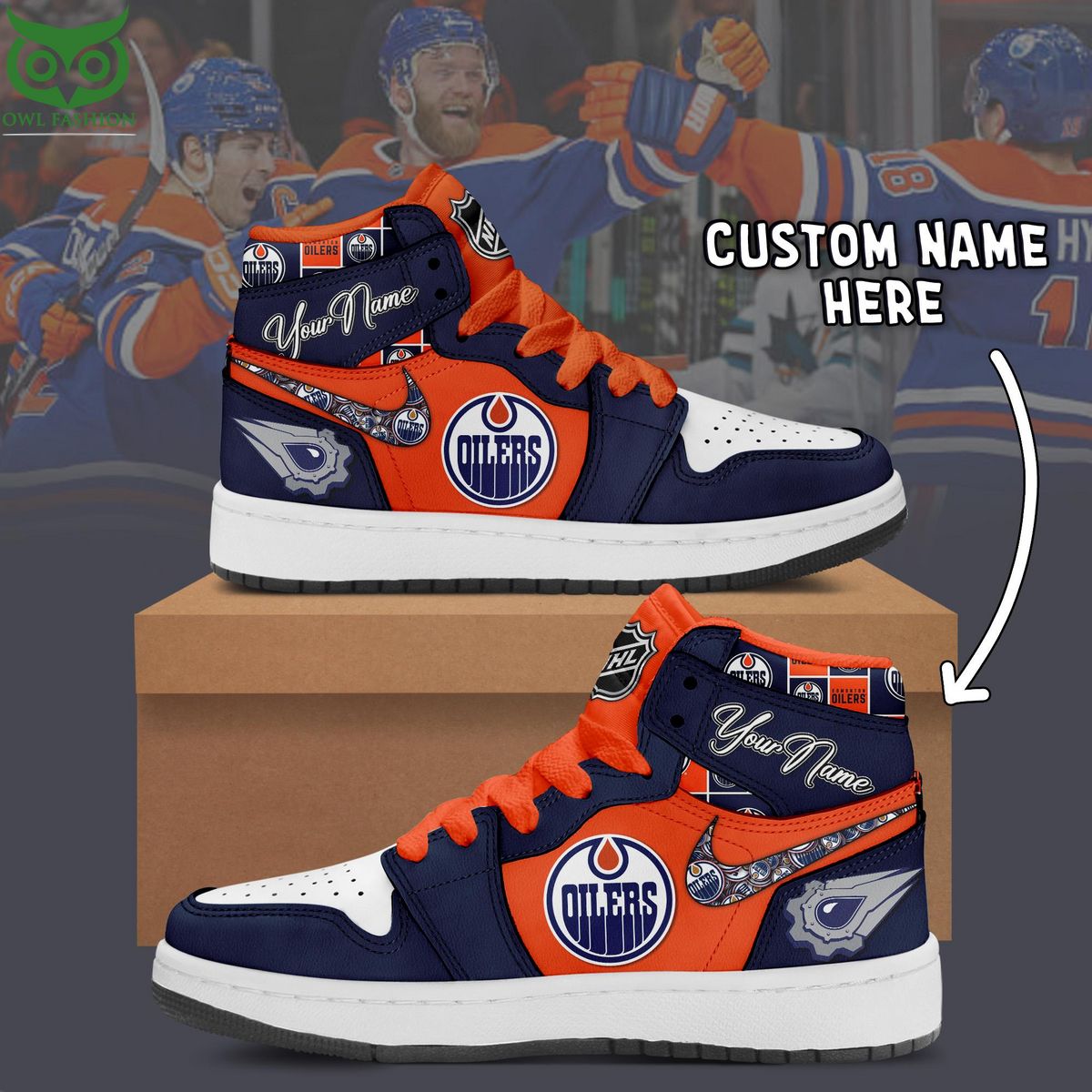 Ideafootwear Edmonton Oilers AJ1 High Sneakers Shoes For Men And Women 10