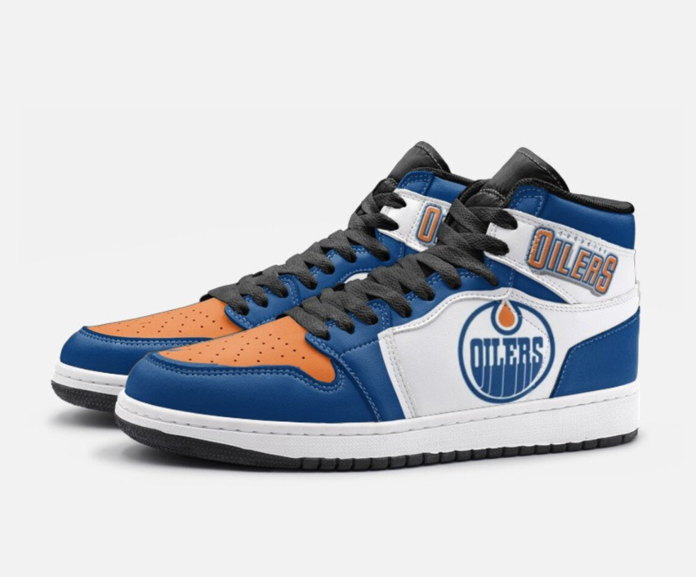 Ideafootwear Edmonton Oilers AJ1 High Sneakers Shoes For Men And Women 8