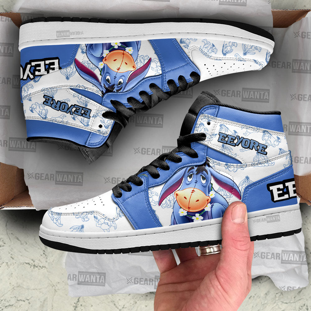 Ideafootwear Eeyore AJ1 High Sneakers Shoes For Men And Women 1