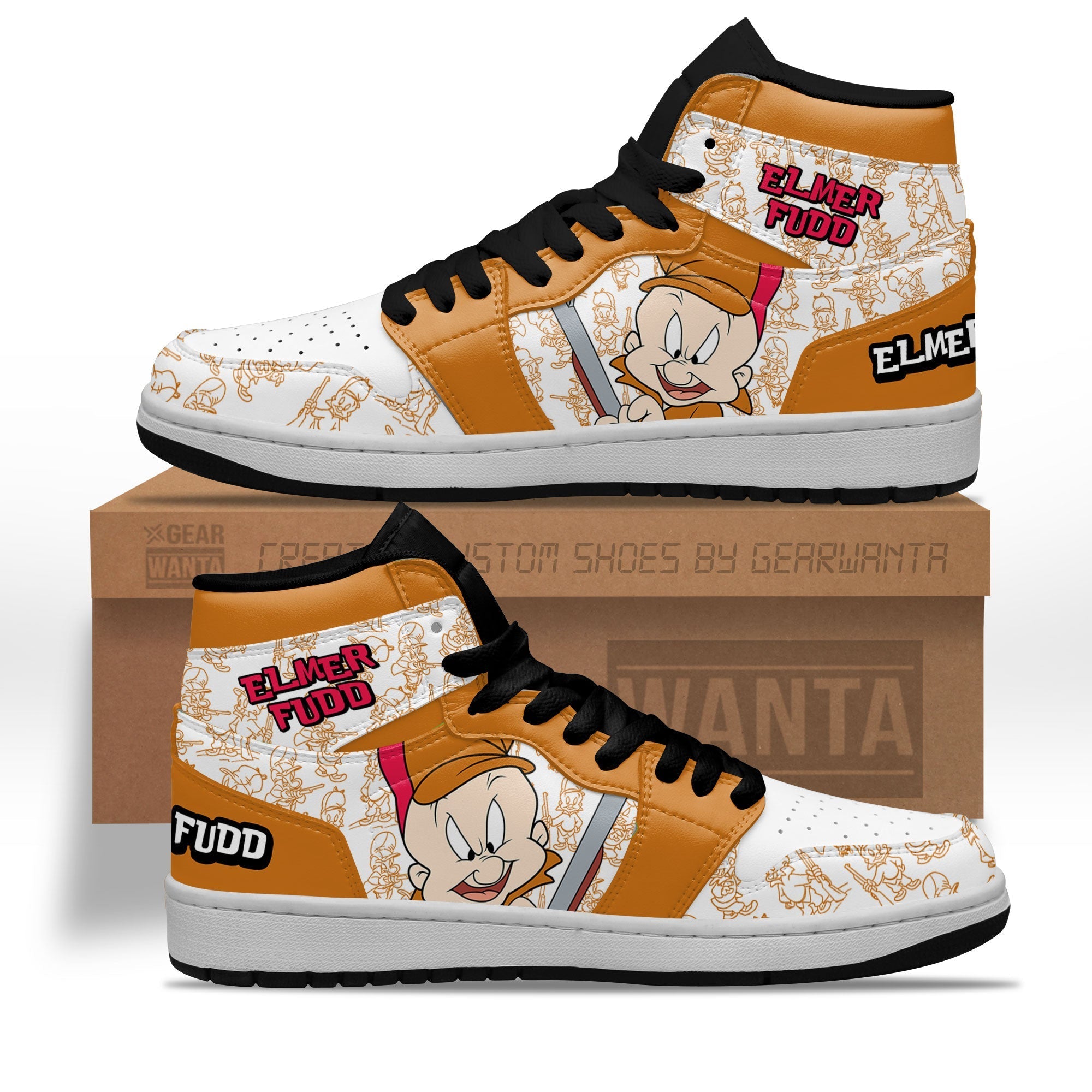 Ideafootwear Elmer Fudd AJ1 High Sneakers Shoes For Men And Women 1