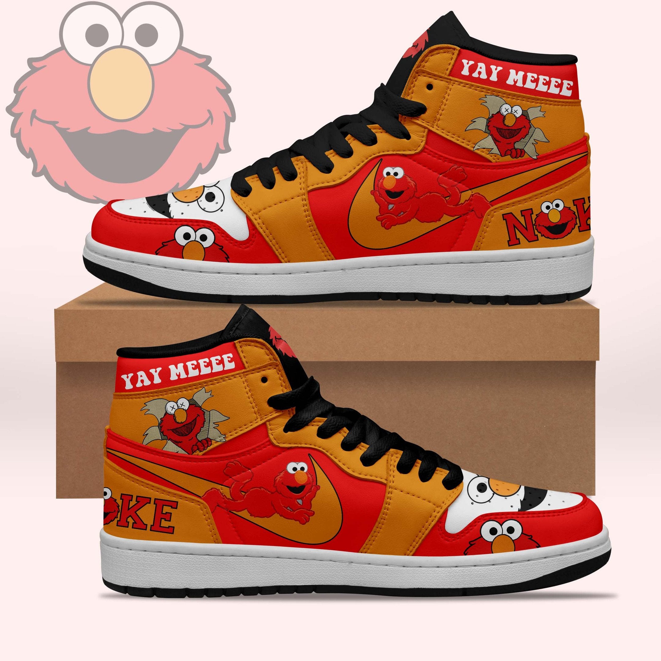 Ideafootwear Elmo Ernie AJ1 High Sneakers Shoes For Men And Women 1