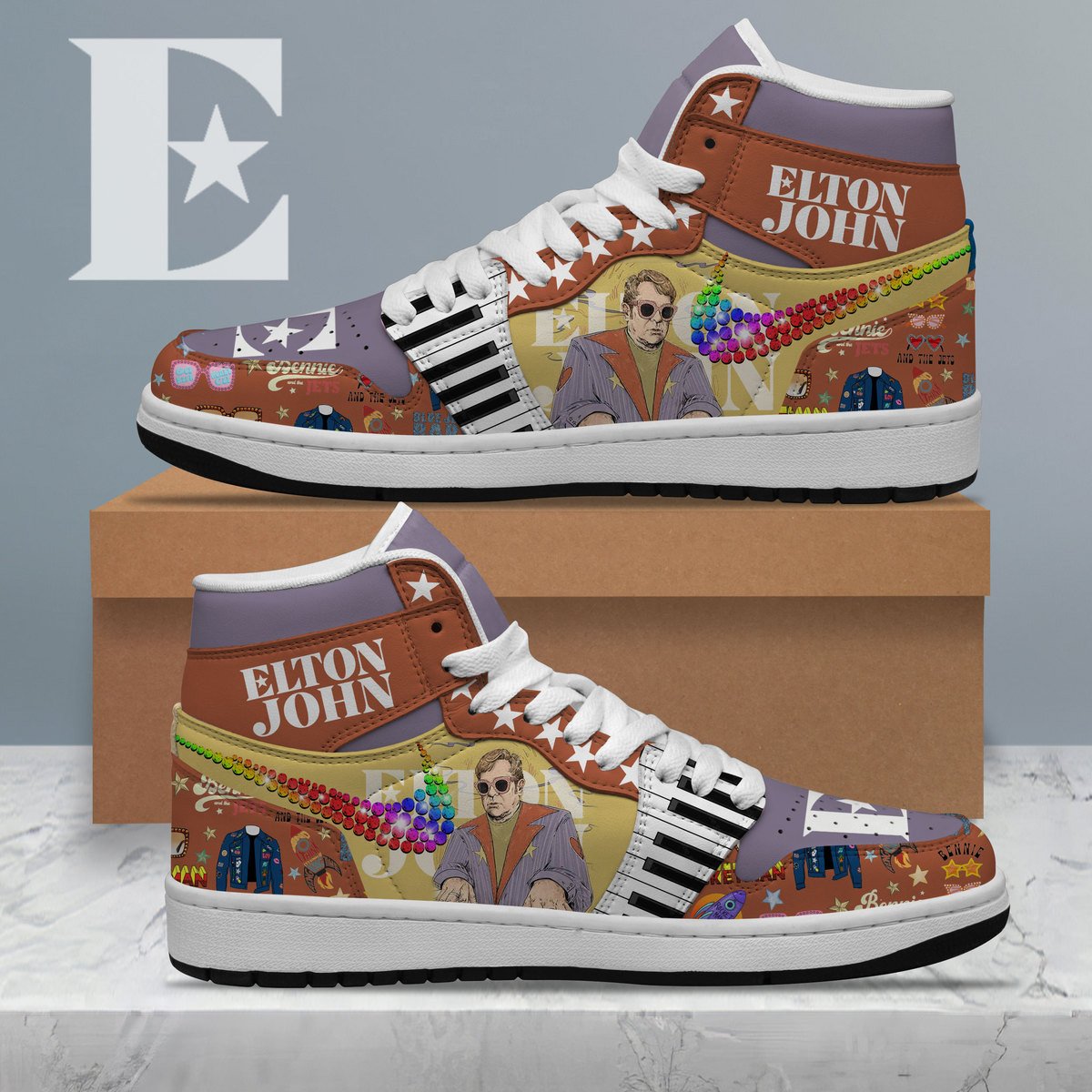 Ideafootwear Elton John AJ1 High Sneakers Shoes For Men And Women 3
