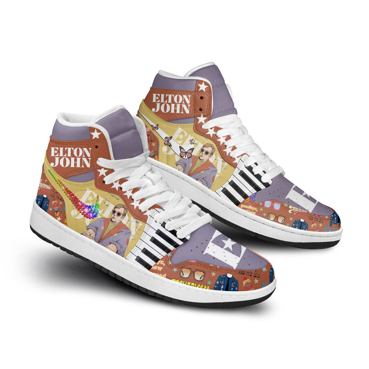 Ideafootwear Elton John AJ1 High Sneakers Shoes For Men And Women 3